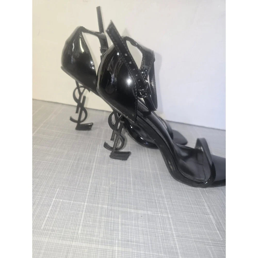 Yves Saint Laurent Opyum Black Patent Leather Sandals W 9 - Picture 8 of 12